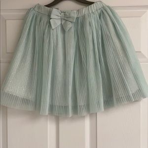 Girls Mint Green Skirt with Silver Underlay